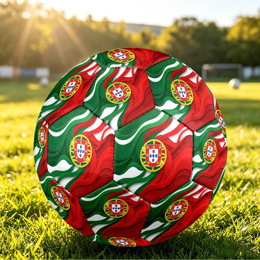 Portugal Football Printed Size 5 Soccer Ball Wear Resistant Standard Adult Training Football Fan Gift for Indoor Outdoor Match Sports