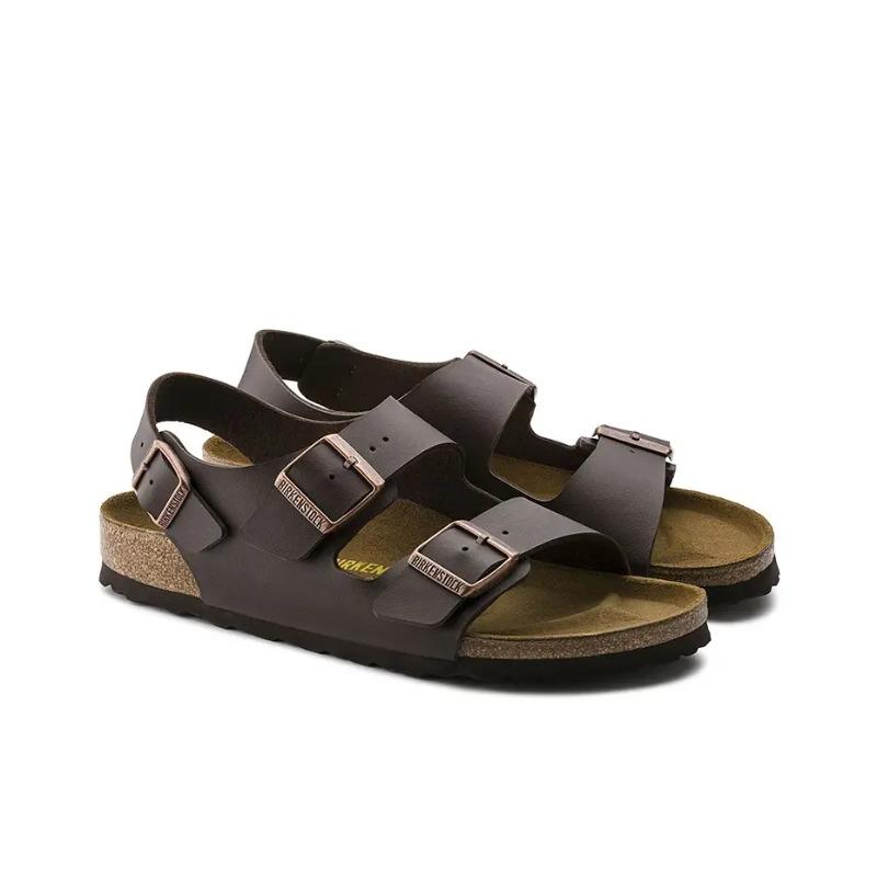 Birkenstock Milano Unisex Double Buckle Lightweight Wearable Fashion Sandals Brown 34701 44