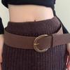 Metal Buckle Leather Waistband Jeans Girdle Western Cowboy Belt Retro Women Wide Belt  Girl