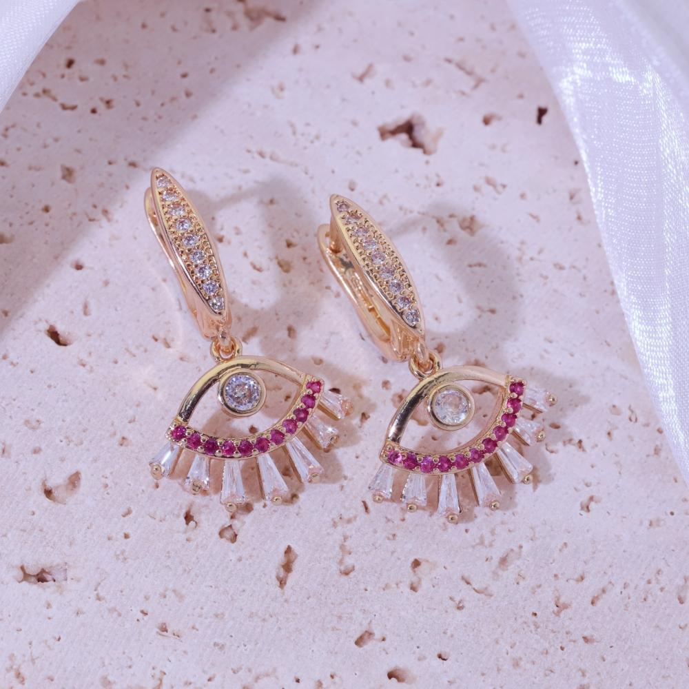 1 Pair Fashion Eyes Dangle Earrings for Women Zirconia Earring Jewelry Wedding Party Accessories