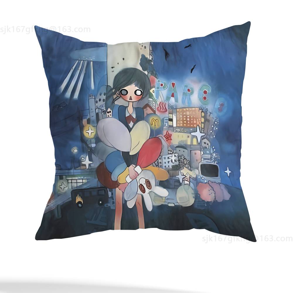 Aya Takano Pillow Case Sofa Living Room Bedroom Headboard Backrest Cushion Square Cushion Nap Time