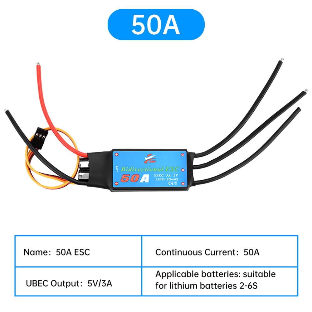 Bidirectional Brushless ESC for Remote Control Ship Pneumatic Underwater Propeller 20A/30A/40A/50A Wear-Resistant Motor Driver
