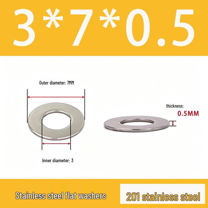 201 Stainless Steel Rust-proof Flat Washer - National Standard Hardware Fasteners with Complete Specifications, In Stock.