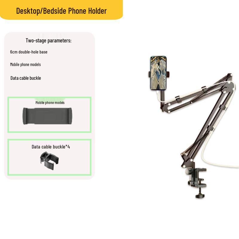 Desktop Streaming Microphone Stand with Fill Light, Boom Arm, and Phone Holder