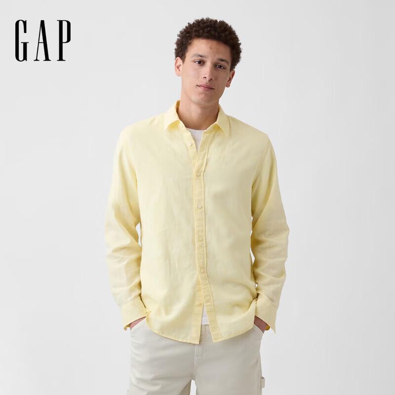 GAP Unisex Linen Blend Long Sleeve Shirt M