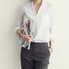 Women Autumn Korean Solid Cotton and Linen Blouse Vintage Solid Thin Loose Shirt Casual Long Sleeve Korean