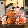 Creative Rabbit Mooncake Figurines Cute Mini Rabbit Desktop Ornament  Mid-autumn Festival