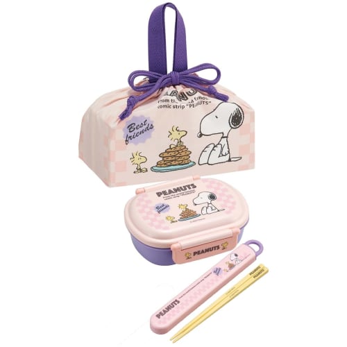 Skater Children's Lunch Box Drawstring Bag Snoopy 80s Cafe Made In Japan KB7-A