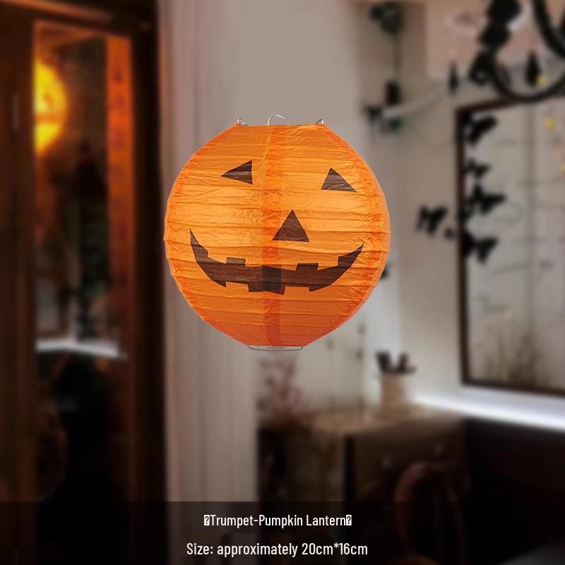 Outdoor Luminous Halloween Pumpkin Paper Lantern Decorations for Kindergartens and Hotels