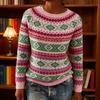 Damen Pullover Rundhals Langarm Patchwork Farbe Pullover Tops Lockere Passform Herbst Winter Strickoberteile Strickware