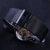 Mastop Men's Unique Skeleton Watch, Mechanical, Stainless Steel with Mesh Band, Waterproof, Luminous, Black