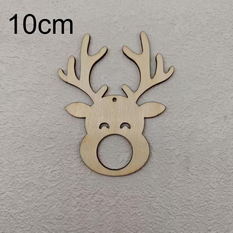 Handcrafted Wooden Reindeer Christmas Ornaments - Festive Holiday Decorations with Antler & Bell Design Perfect for Gift Tags