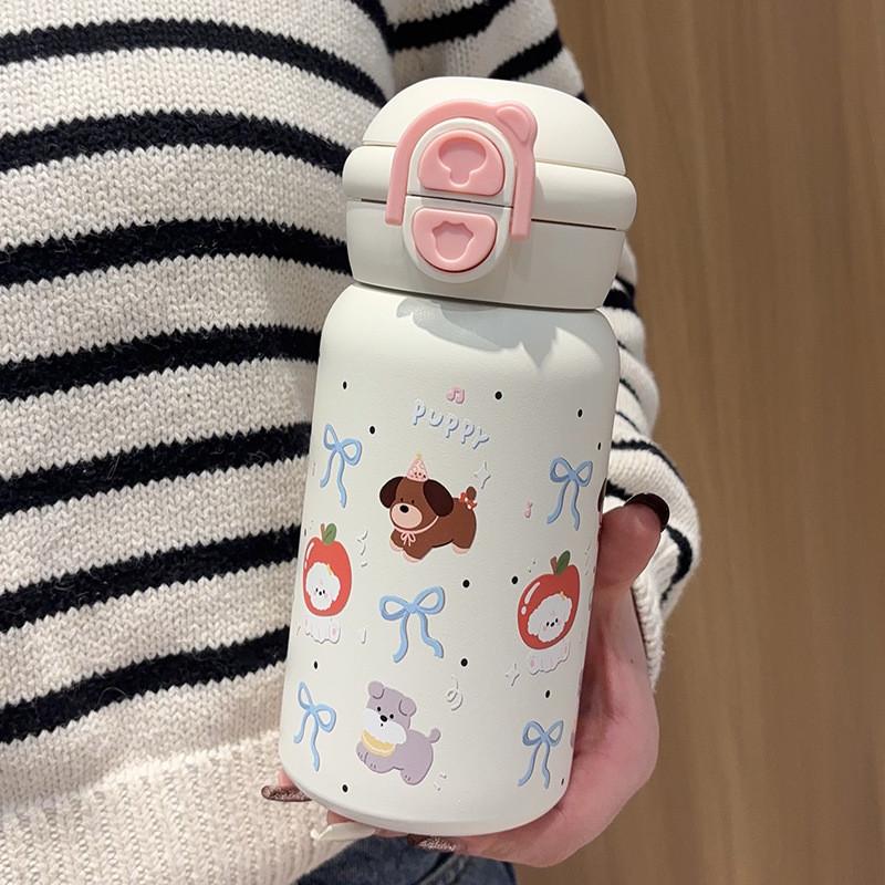 Cute Cartoon Stainless Steel Travel Mug With Lockable Lid For Office Use
