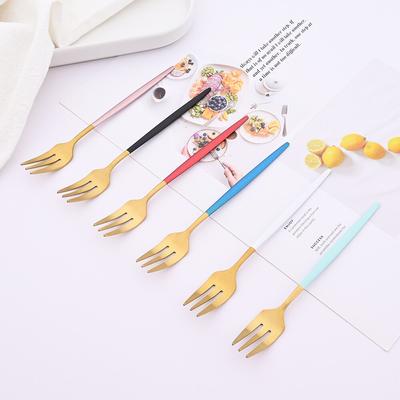 6Pcs Mini Fork Set For Fruit Cake Snack Stainless Steel Tea Fruit Fork Set Dessert Fork White Gold Small Salad Fork Dinnerware