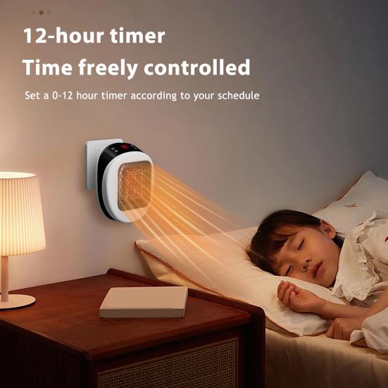 Wall-Mounted Space Heater with Adjustable Thermostat & Timer Quick Warmth Electric Heaters Portable Plug-in Room Heater for Bathroom Bedroom