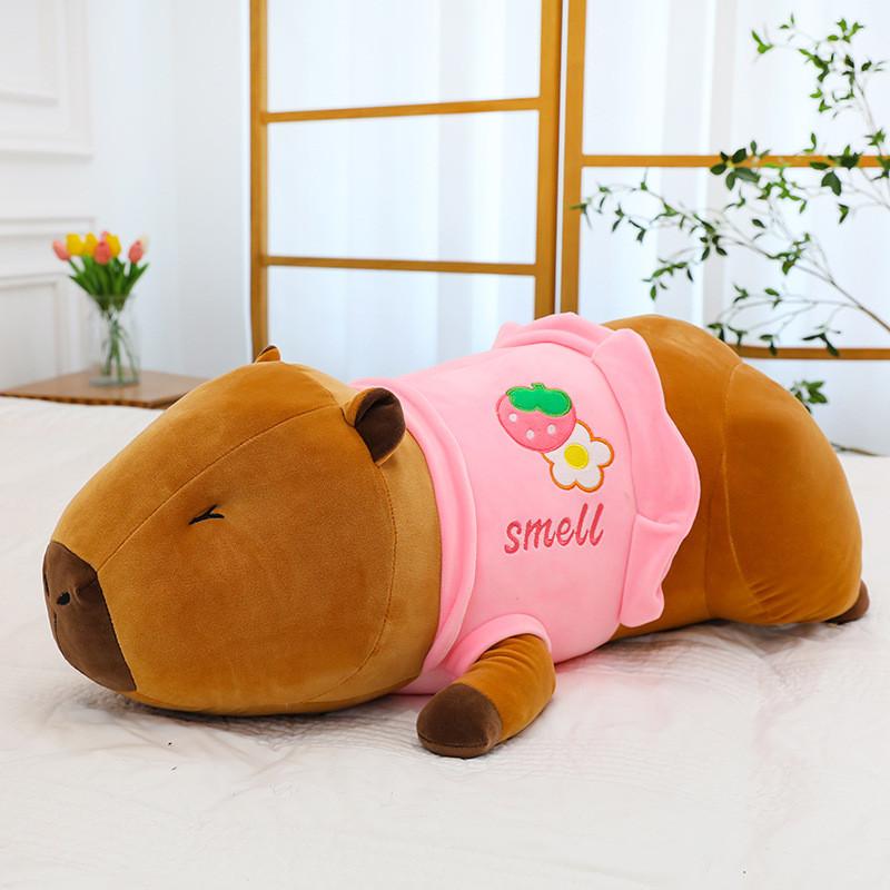 Strawberry Plush Capybara Toy Cartoon Animal Stuffed Doll Decoration Kids Gift