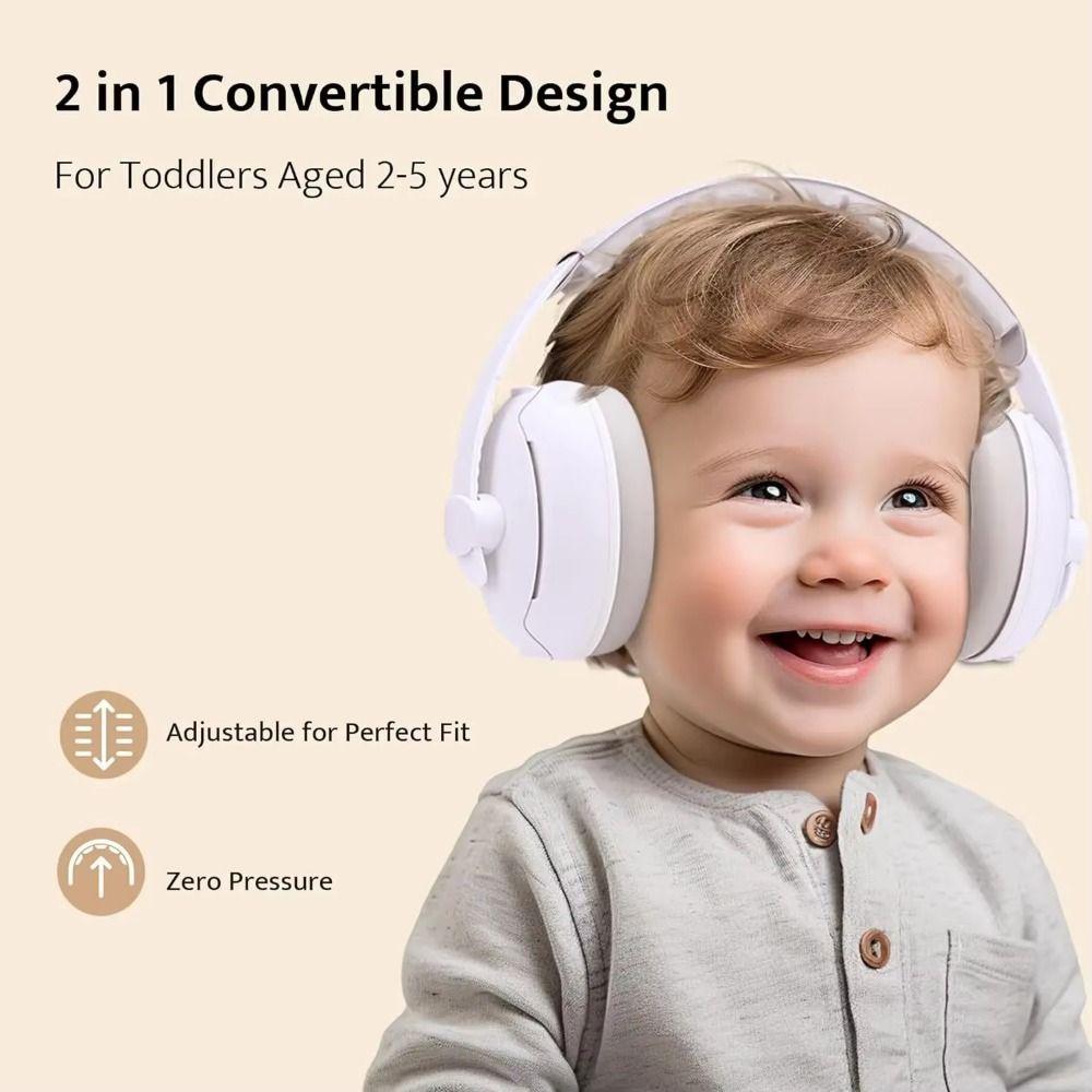 Adjustable Band 2-in-1 Baby Ear Muffs Convertible Design Toddler Noise Reduction Earmuffs  Infant