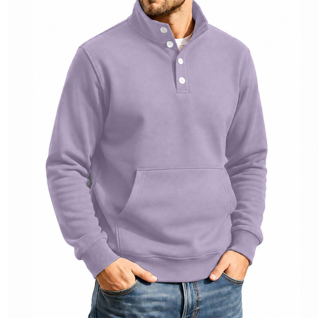 Men's Streetwear Loose Fit Sweatshirt with Stand Collar and Pocket