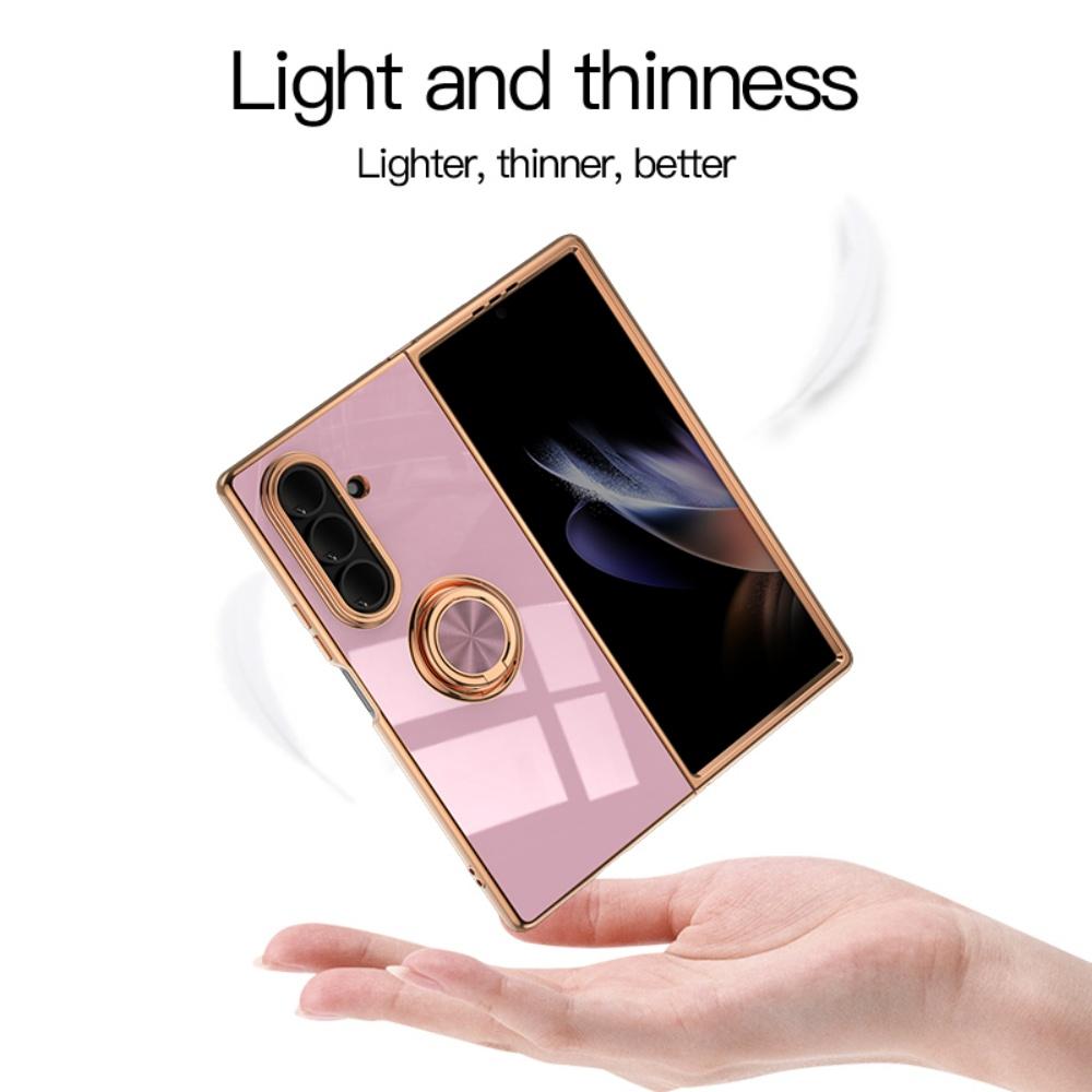 Luxury Car Magnetic Ring Bracket Phone Case For Samsung Galaxy Z Fold 7 6 5 4 Soft TPU Plating Shockproof Protective Cover Funda