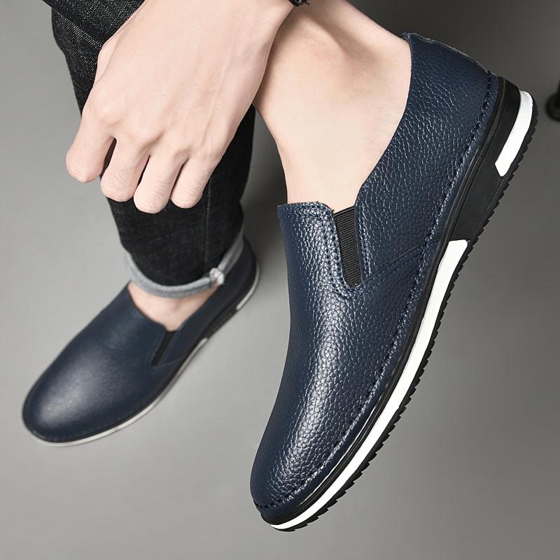 Fashion Luxury Brand Male Casual Shoes British Style Genuine Leather Loafers Comfy Slip On Boat Shoes High Quality Men's Business Shoes