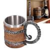 Harz Trinkbecher Eichenfass Personalisiert Viking Vintage Edelstahl Handgefertigt Tasse