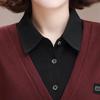 2025 Spring/Fall Two-Piece Collar Long Sleeve Top for Middle-Aged and Elderly Women