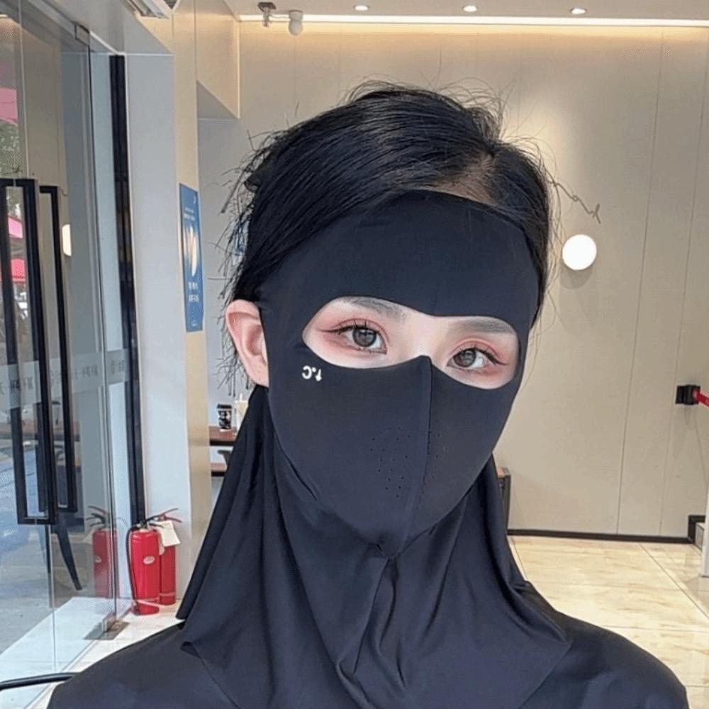 

Sun Protection Full-Face Mask Cover UPF 50+ Neck Wrap Cover Ice Silk Face Veil for Men Women чорний