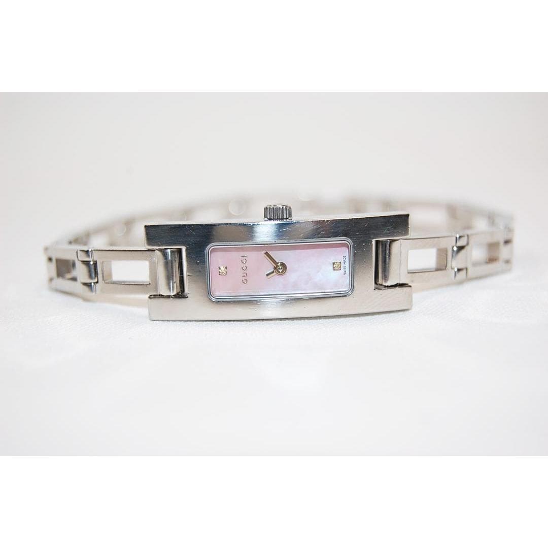 Used GUCCI 3900L Pink shell dial 2P diamond SS