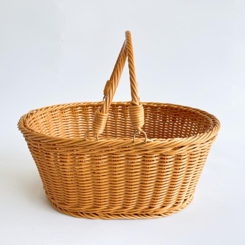 

Овальная плетеная корзина-сумка для пикника в ротанговом стиле Small 32*20*15cm коричневый