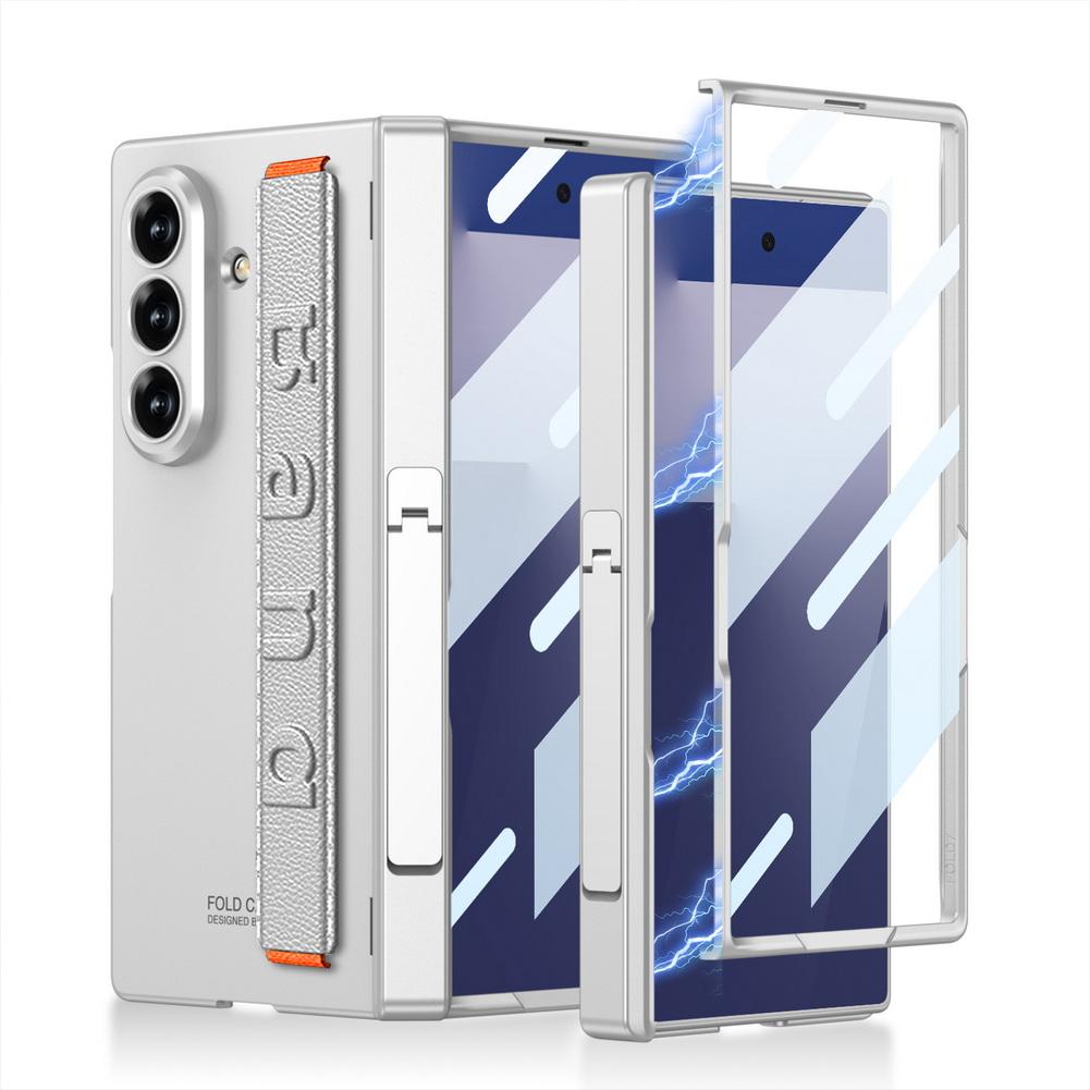 Magnetic Hinge Folding Stand Holder Wrist Strap with Glass Protector Case for Samsung Galaxy Z Fold 7 fold7 Lens Protect Cover Galaxy Z Fold7