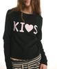 Kimseupeulesikoteunmakes Flat Kiss Logo Long Sleeve T-Shirt Black