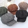 Ladies Fashion Retro Octagon Hat Women Autumn Winter Casual Wild Pumpkin Plaid Beret Cap