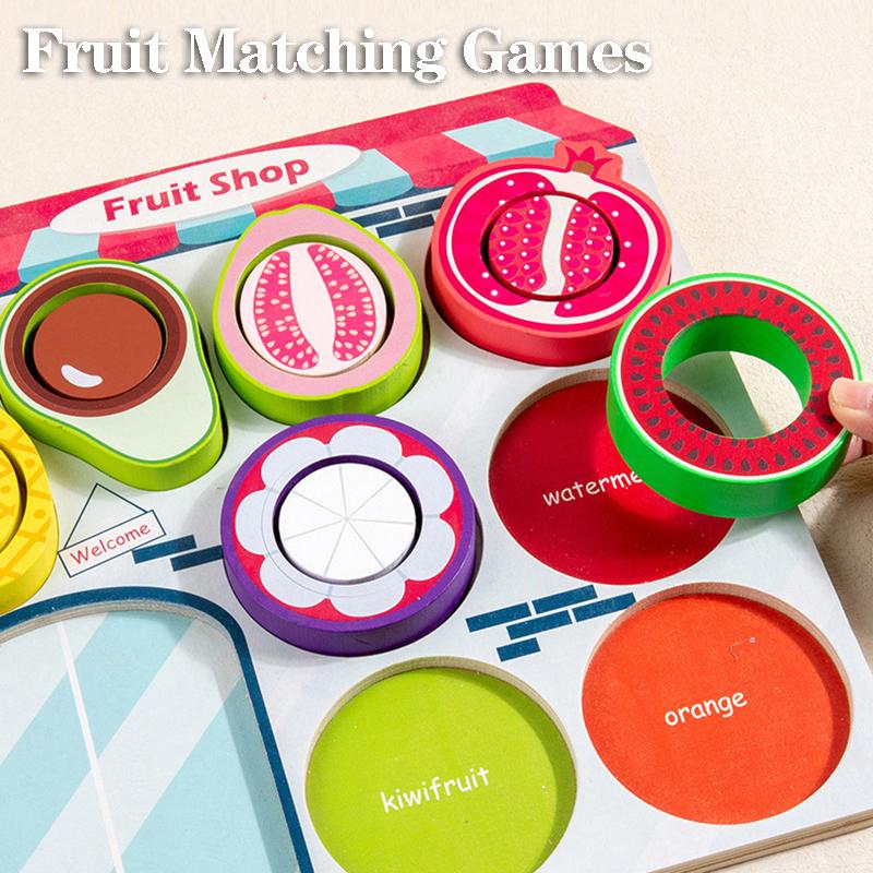Children Fruit Sensory Sorter Montessori Toys Clip Beads Learning Color Shape Fine Motor Skills Educational Games Wooden Toys