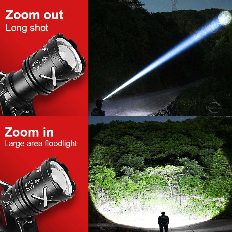 81111111LM Powerful LED Headlamp Bright Type-C Rechargeable 1*18611 Head Flashlight Camping Searching Hunting Fishing Lantern