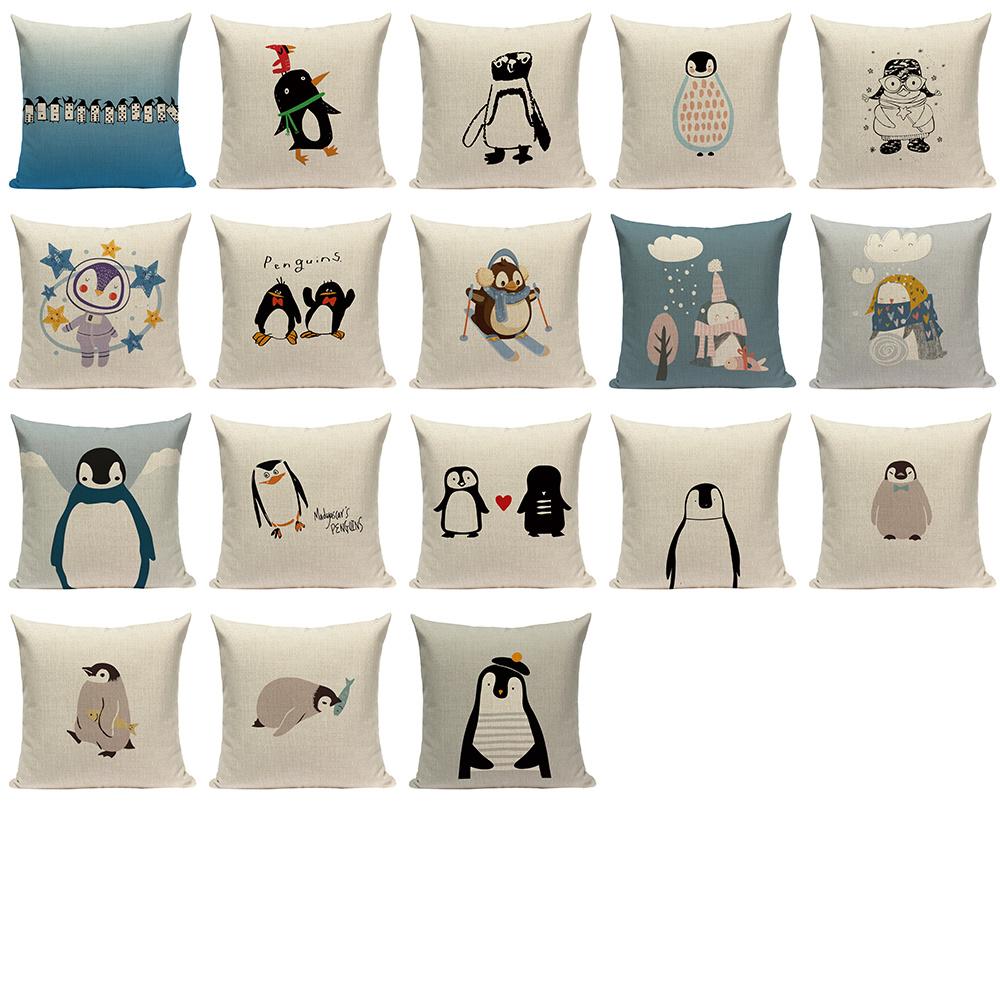Satın alın Snowflakes Penguin Cushion Cover 45*45cm Snowman Sweetheart