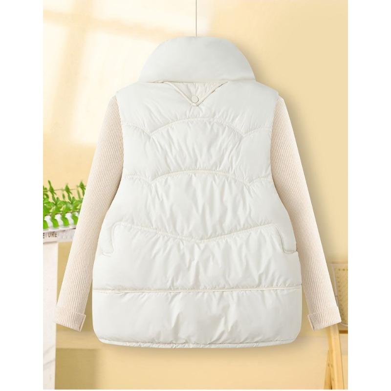Fashion Short Down Cotton Vest Korean Style Stand Collar Loose Sleeveless Jacket for Autumn Winter