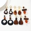 Vintage Maillard Geometric Resin Pendant Earrings Exquisite and Elegant Imitation Pearl Amber Earrings