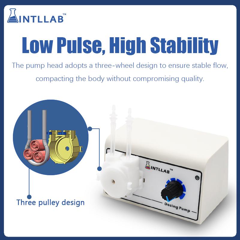 Programmable Peristaltic Pump 12V DC In Laboratory for Precise Liquid Dosing In Biology Research.