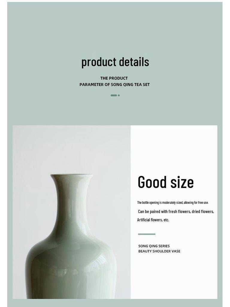 Elegant Ceramic Guanyin Vase: Zen-Inspired Shoulder Vase for Flowers and Ornaments