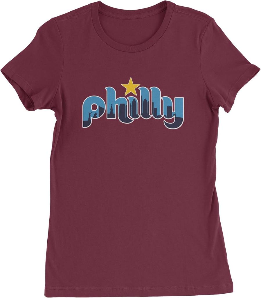 Skyline Philly Philadelphia Womens T-Shirt, Soft Cotton, Graphic Tee