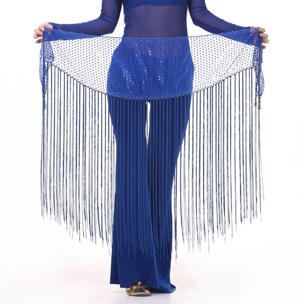 Fashion Sequins Tassels Belly Dance Belt Jazz Dance Street Dance Triangle Hip Scarf Show Costumes Shiny Waist Chain for Women
