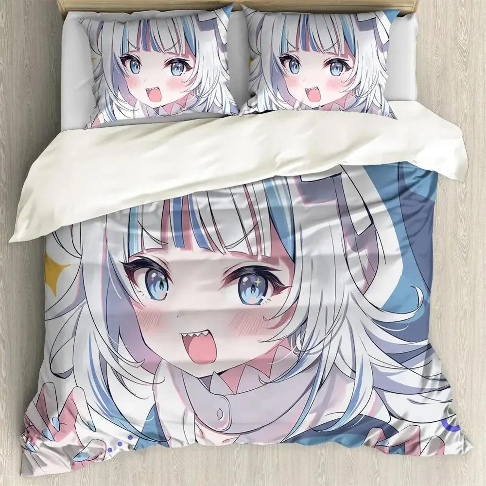 Anime Hololive EN Gawr Gura 3D Printed 23PCS Bedding Set Duvet Covers Pillowcases Comforter Bedding Set Bedclothes Bed Linen