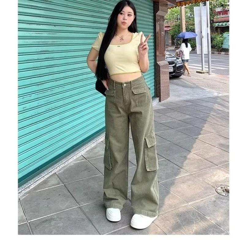 

Women s 2024 High-Waisted Slimming Wide-Leg Denim Cargo Pants S (For 42.5-52.5 kg)