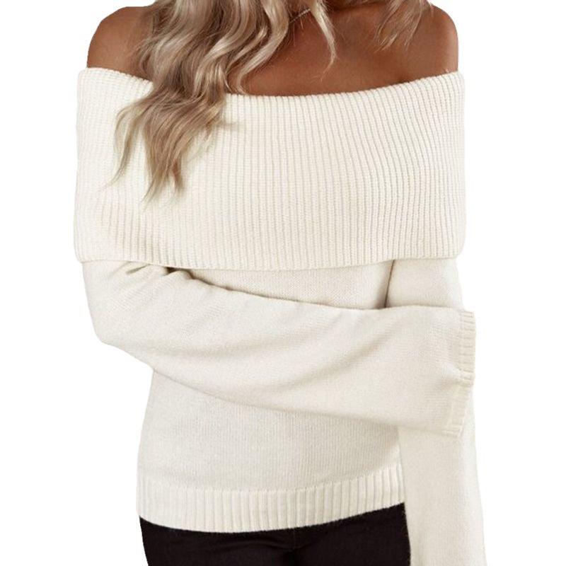 2024 European & American Backless One-Shoulder Slim Fit Sexy Knit Long Sleeve Women's Sweater