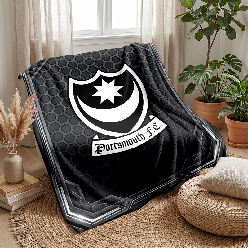 Coperta Morbida in Pile Flanella Portsmouth FC Leggera Accogliente Calda Coperta da Lancio per Divano Letto Decorazione Casa