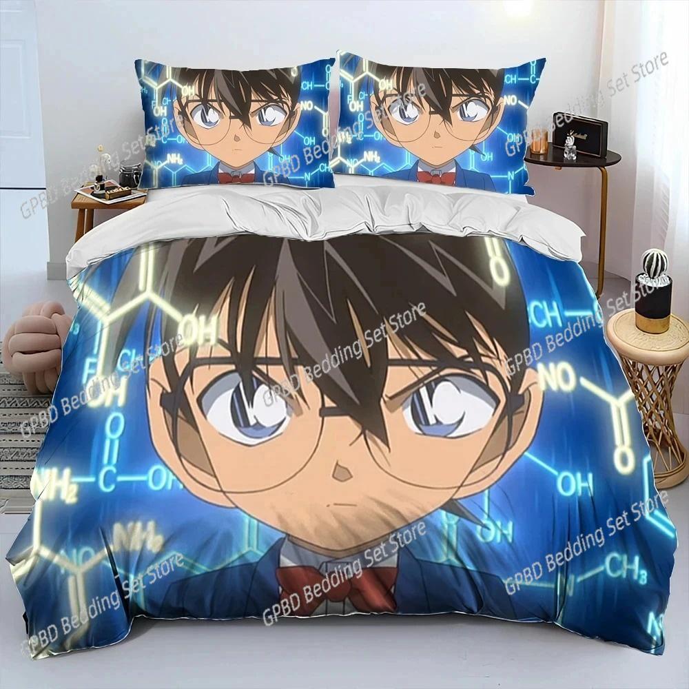 Anime Detective Conan Cartoon Bedding Set Single Twin Double Queen King Cal King Size Bed Linen Set
