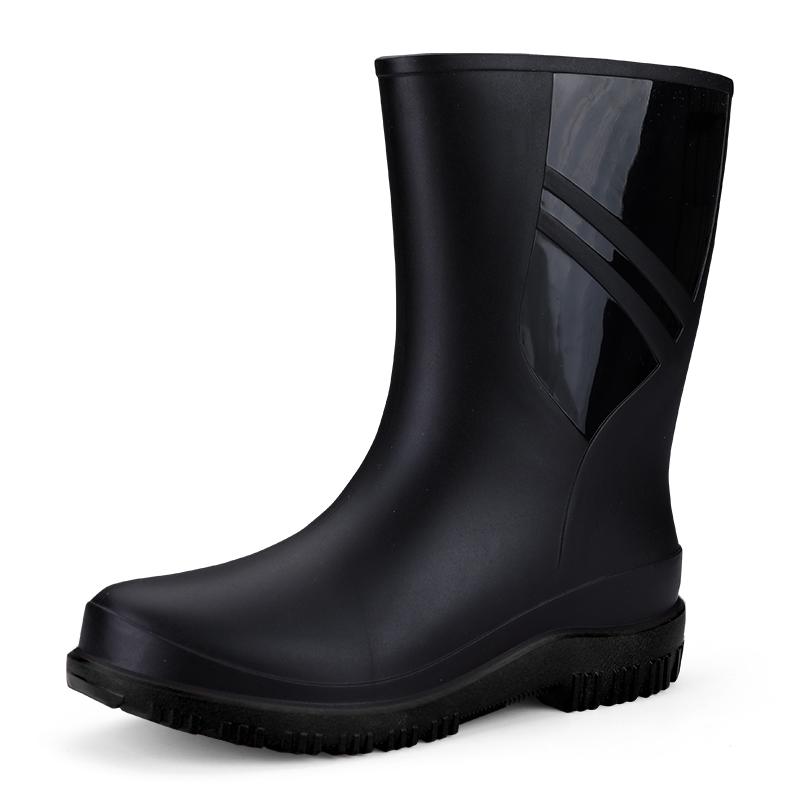 Men's Rain Boots Long Cotton Removable Fishing Kitchen Work Car Wash Waterproof Boots Non-slip Rubber Shoes Men's Water Shoes