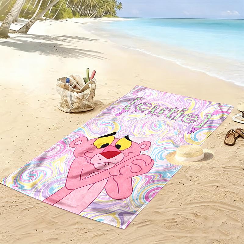 Pink Panther Print Beach Towel, Large Soft Quick Dry Towel for Beach Camping Swimming