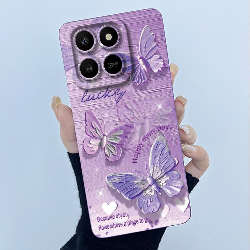 Case For Honor X7d Cute Panda Sweet Girls Cats Liquid Silicone Soft Back Cover For Honor 400 Smart 5G Bumper Protective Casing