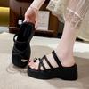 Muffin Thick-soled Toe Flip-flops Shoes for Women's Summer Wear 2025 New Height-increasing Casual Beach Sandals One-word Sandals
